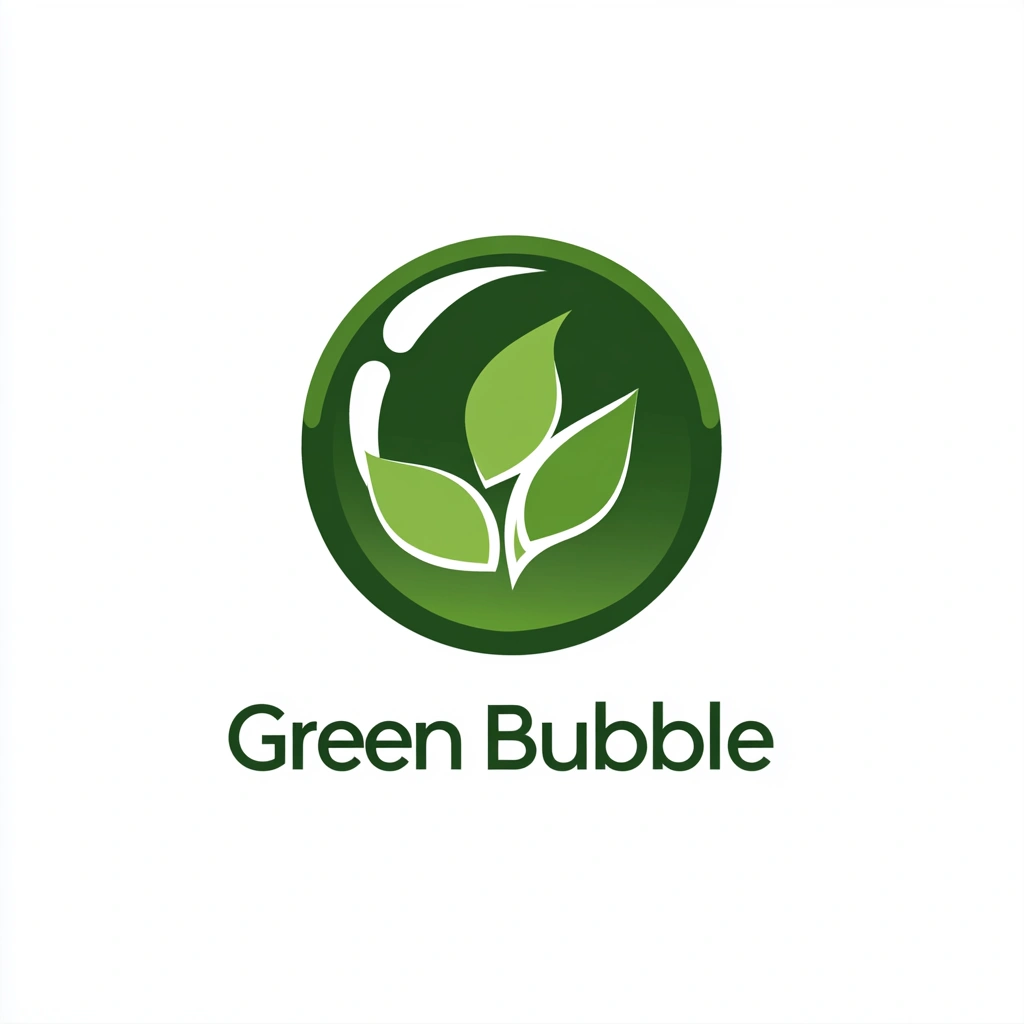 Логотип krismeron - зелена бульбашка символізує молодість та енергію